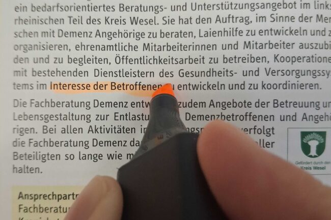 Gesprächskreis Angehörige Demenz