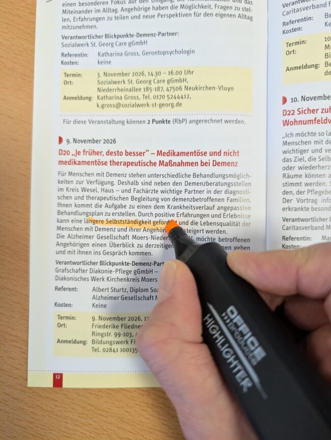 Vortrag Behandlungsmöglichkeiten bei Demenz